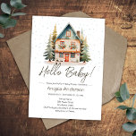 Winter Hello Baby Christmas Cottage Baby Shower Invitation<br><div class="desc">Winter Watercolor Hello Baby forest Christmas Cottage themed baby Shower. Available as a digital download printable.
Great for Winter season. Let's build something unique for your baby shower party! Custom,  personalised,  editable download,  watercolor,  winter,  berries,  woodlands,  Christmas,  cabin,  cottage,  Home holiday. whimsical illustration</div>