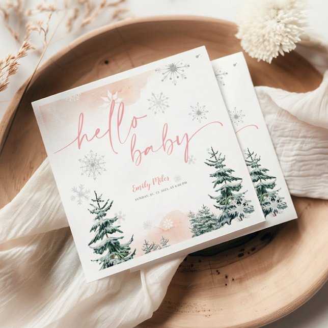 Winter Hello Baby Napkins, Baby Shower Napkin (Creator Uploaded)