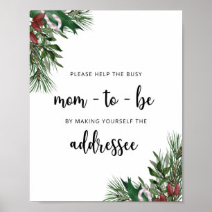 Winter Help the Busy Mum-to-Be Address an Envelop Poster