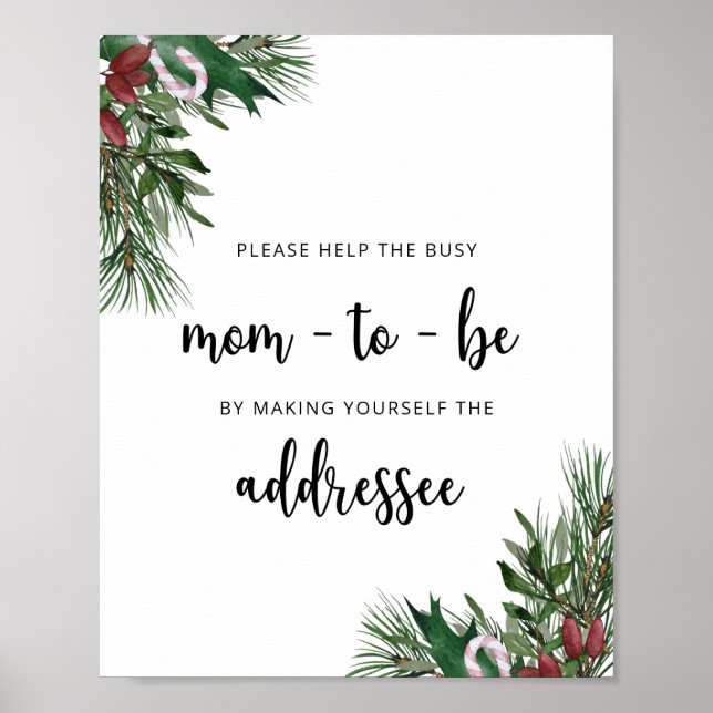Winter Help the Busy Mum-to-Be Address an Envelop Poster (Front)