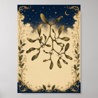 Winter Herbarium Mistletoe Vintage Botanical Chris Poster
