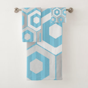 Winter Hexagons and Stripes Bath Towel Set