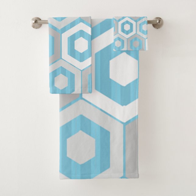 Winter Hexagons and Stripes Bath Towel Set (Insitu)