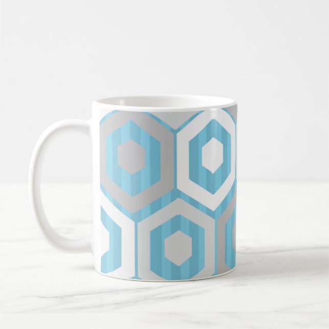 Winter Hexagons and Stripes  Coffee Mug (Left)