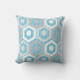 Winter Hexagons and Stripes Cushion