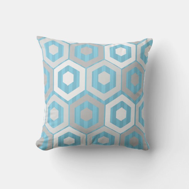 Winter Hexagons and Stripes Cushion (Front)