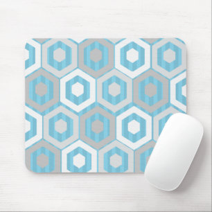 Winter Hexagons and Stripes Mouse Pad