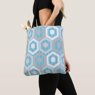 Winter Hexagons and Stripes Tote Bag