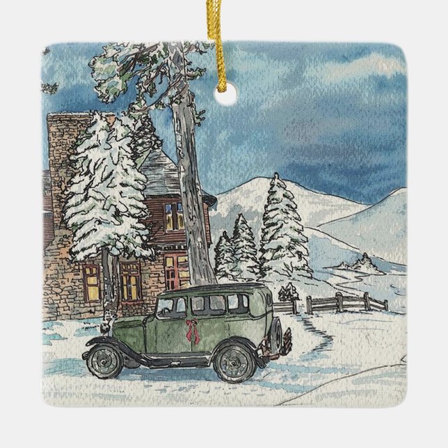 Winter Hideaway Ceramic Ornament (Front)
