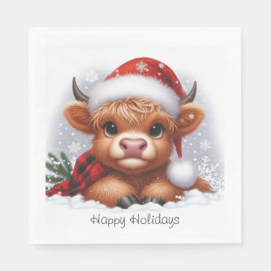 Winter Highland Cow Holiday Party Napkins