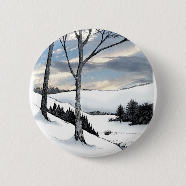 Winter Hillside 6 Cm Round Badge (Front)