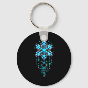 Winter Holiday Apparel - Blue Snowflake Cascade, I Key Ring