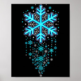 Winter Holiday Apparel - Blue Snowflake Cascade, I Poster