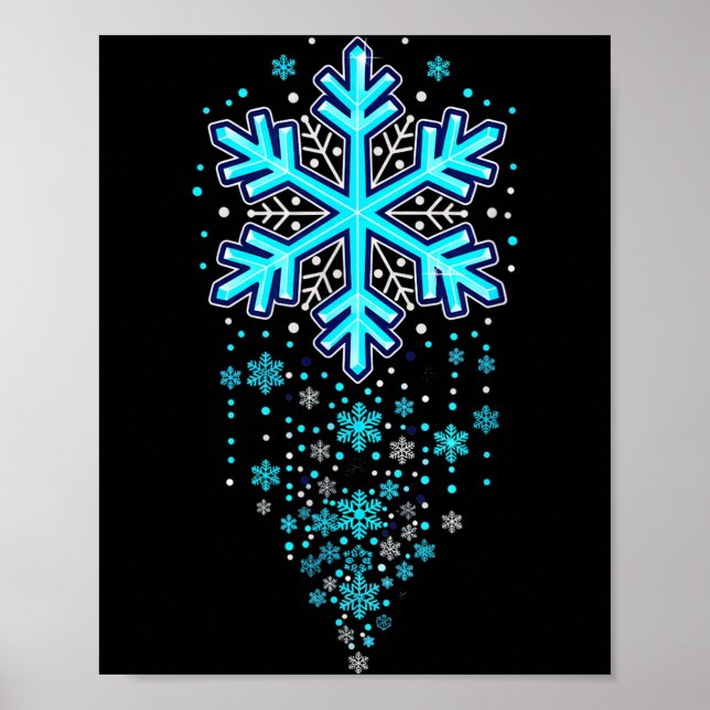 Winter Holiday Apparel - Blue Snowflake Cascade, I Poster (Front)