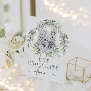 Winter Holiday Artic Animals Hot Chocolate Bar Pedestal Sign