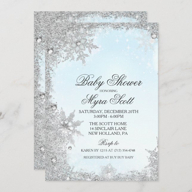 Winter Holiday Baby Shower Invitation (Front/Back)