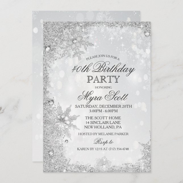 Winter Holiday Birthday Party Invitation (Front/Back)