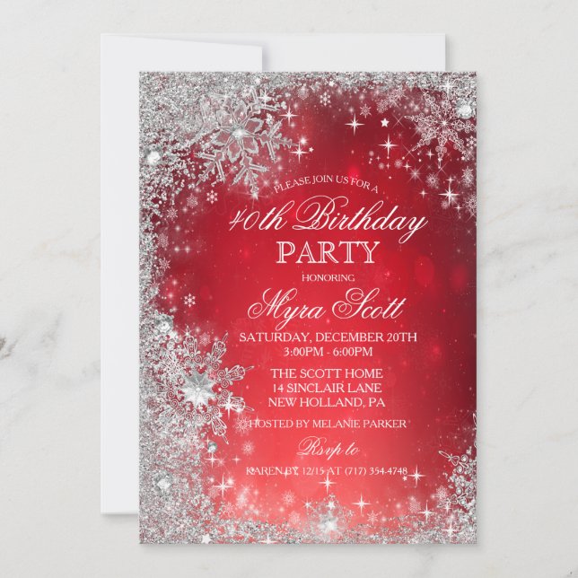 Winter Holiday Birthday Party Invitation (Front)