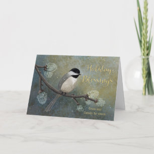 Winter Holiday Blessings from Family Chickadee Card