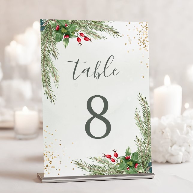 Winter Holiday Botanical Greenery Table Number (Creator Uploaded)
