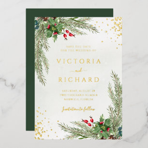Winter Holiday Botanical Greenery Wedding