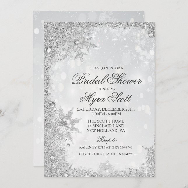 Winter Holiday Bridal Shower Invitation (Front/Back)