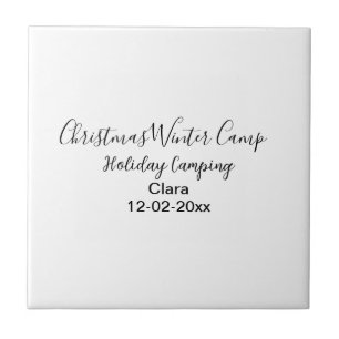 Winter holiday camping custom add name date ceramic tile