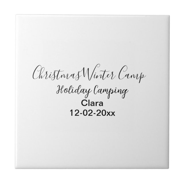Winter holiday camping custom add name date ceramic tile (Front)