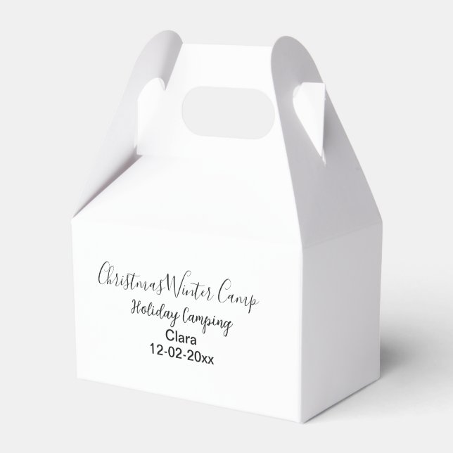 Winter holiday camping custom add name date favour box (Front Side)