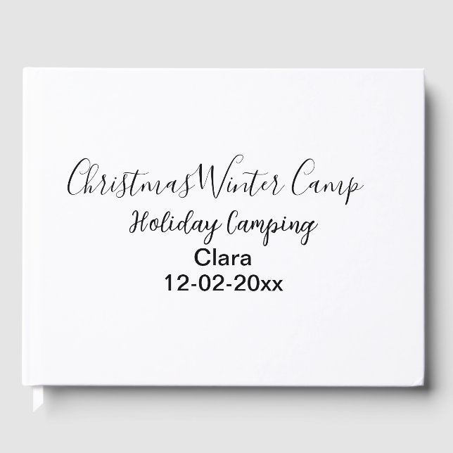 Winter holiday camping custom add name date guest book (Front)