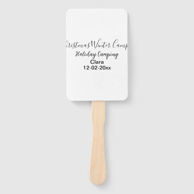 Winter holiday camping custom add name date hand fan (Front)
