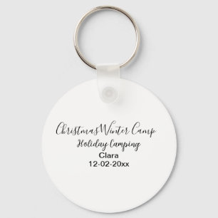 Winter holiday camping custom add name date key ring