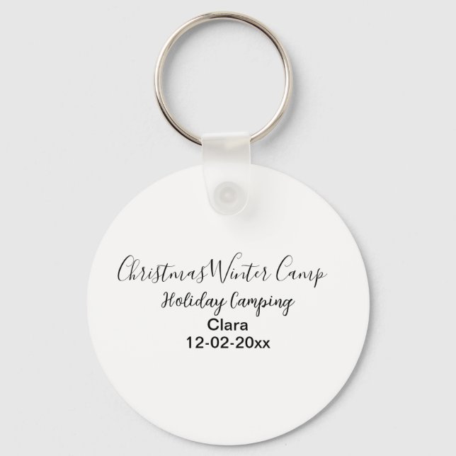 Winter holiday camping custom add name date key ring (Front)