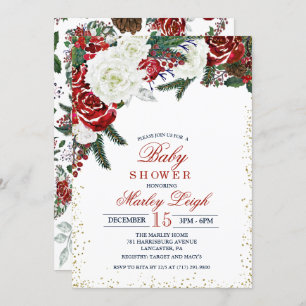 Winter Holiday Christmas Baby Shower Invitation