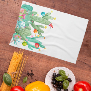 Winter Holiday Christmas Cactus Desert Southwest Tea Towel
