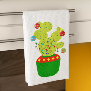 Winter Holiday Christmas Cactus Desert Southwest Tea Towel