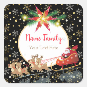Winter Holiday Christmas & New Year Santa Gifts Square Sticker