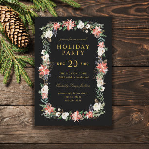 Winter Holiday Christmas Party Black Custom Colour Invitation