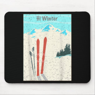 Winter Holiday Christmas Ski X-mas Skiing Skier Mouse Pad