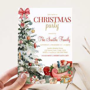 Winter Holiday Christmas Tree Christmas Party Invitation