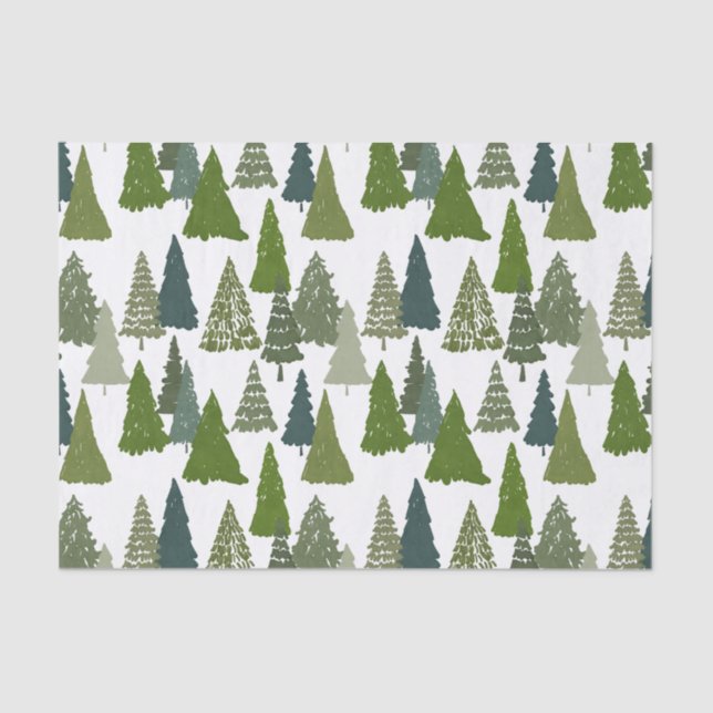 Winter Holiday Christmas Tree Pattern  Tissue Paper (Front)