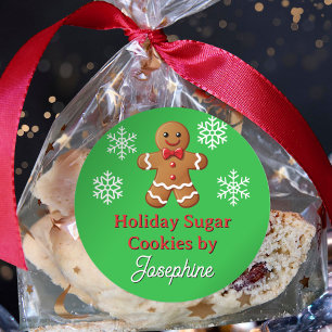 Winter Holiday Cookie Cake Sweets Gingerbread Man Classic Round Sticker