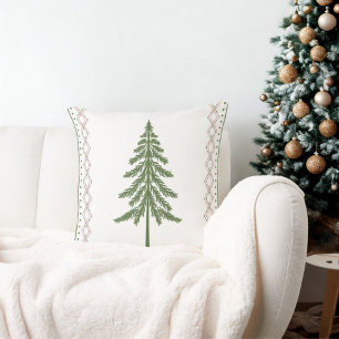 Winter Holiday Cosy Cabin Pine Tree Cushion