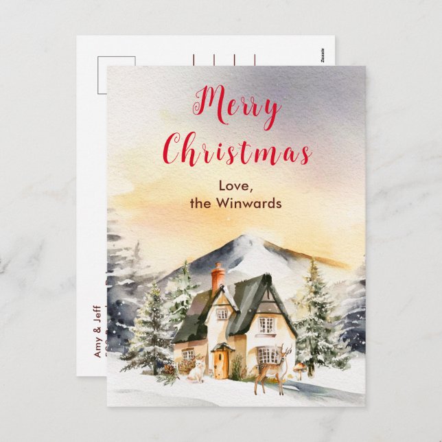 Winter Holiday Cottage Merry Christmas (Front/Back)