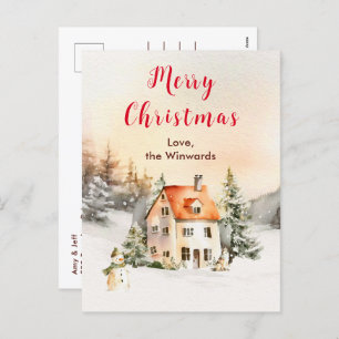 Winter Holiday Cottage Merry Christmas
