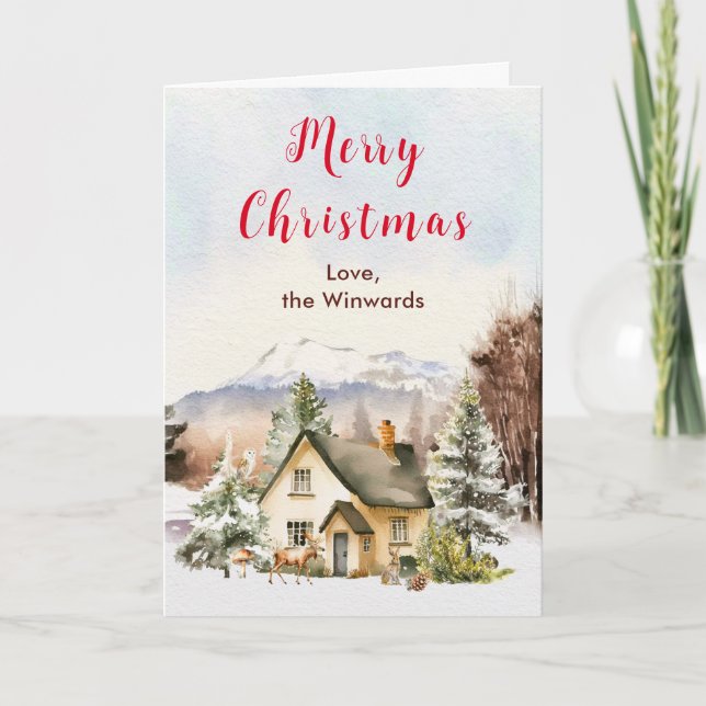 Winter Holiday Cottage Merry Christmas (Front)