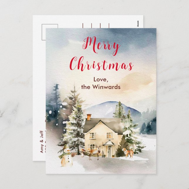 Winter Holiday Cottage Merry Christmas (Front/Back)