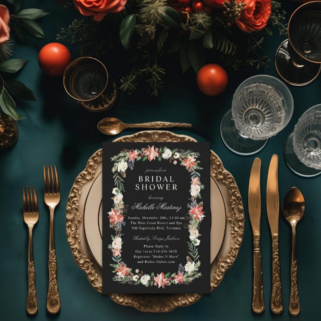 Winter Holiday Elegant Christmas Bridal Shower Invitation (Creator Uploaded)