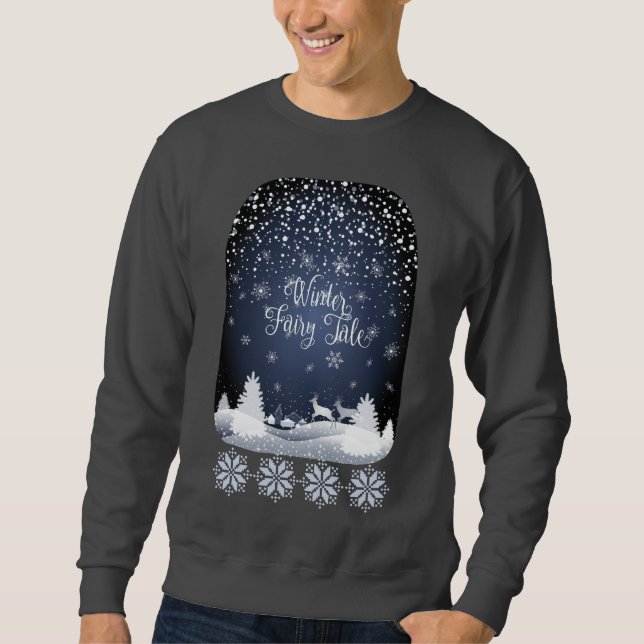 Winter Holiday Fairy Tale Fantasy Snowy Forest Sweatshirt (Front)