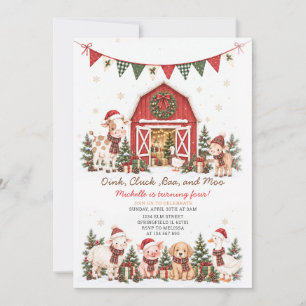 Winter Holiday Farm Animal Kid's Barnyard Birthday Invitation